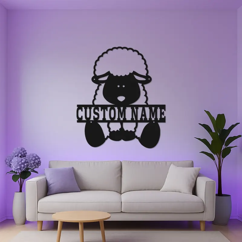 Custom LED Sheep Name Sign | Metal Farm Animal Silhouette | Personalized Nursery Wall Art | Cute Kids Room Decor | Baby Shower Gift