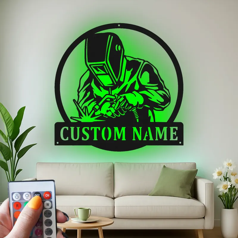 Cartel de metal LED personalizado para soldadores, regalo para mecánicos, decoración de taller