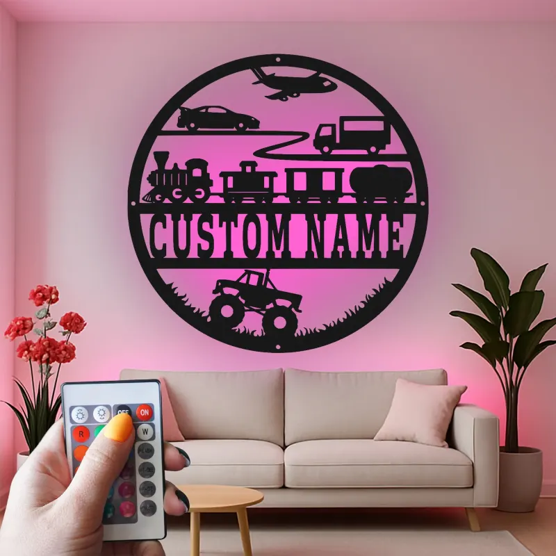 Cartel de metal LED de transporte personalizado regalo para decoración de guardería o sala de juegos