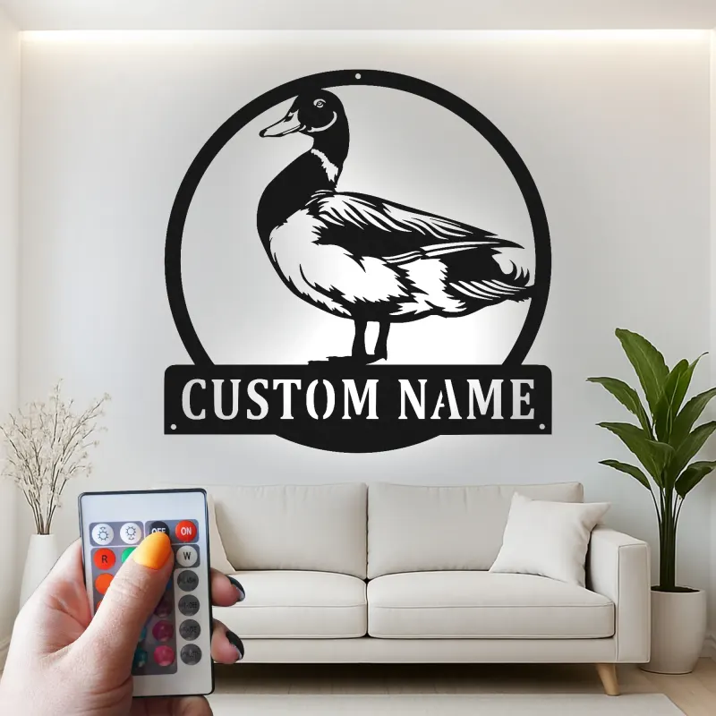 Custom Duck Led Light Metal Wall Art Personalized Gift for Nature Lovers Farmhouse Wall Decor