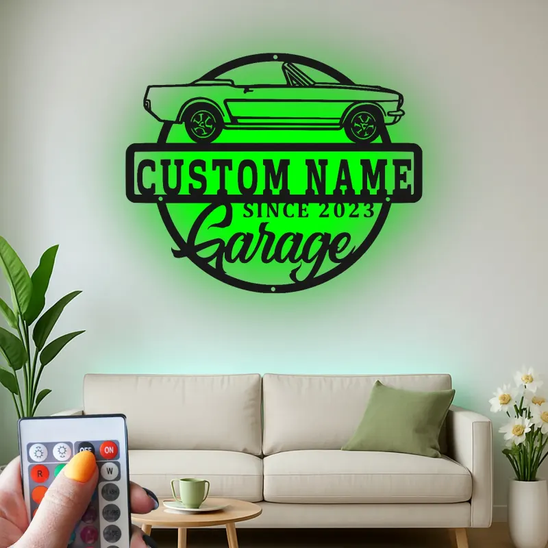 Custom Classic Car Led Light Metal Wall Art Personalized Garage Gift for Him Man Cave Decor 5
