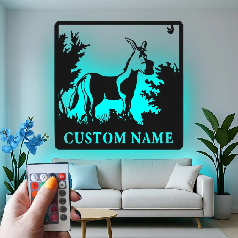 Cartel de metal LED personalizado Burro Regalo rústico para decoración del hogar para amantes de los animales