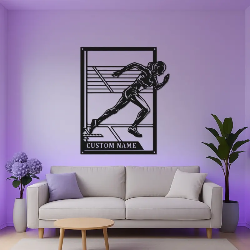 Personalized Runner Metal Sign | LED Track and Field Wall Art | Custom Sprinter Name Decor | Gift for Athlete