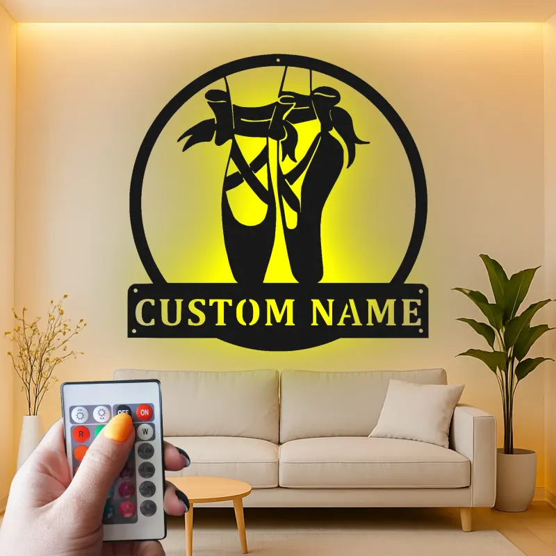Custom Ballet Shoes Led Light Metal Wall Art Dancer Gift for Ballet Lovers Dance Studio Decor