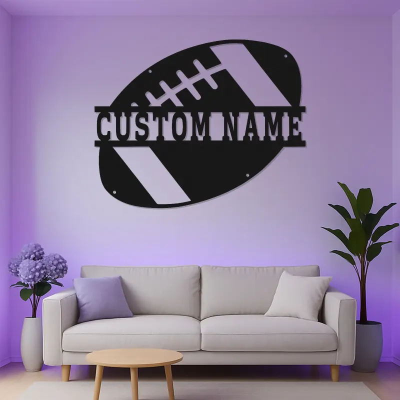 Cartel LED de Fútbol Personalizado | Arte Mural de Metal con Nombre del Jugador Personalizado | Decoración para Sala de Juegos | Regalo para Fanático del Deporte