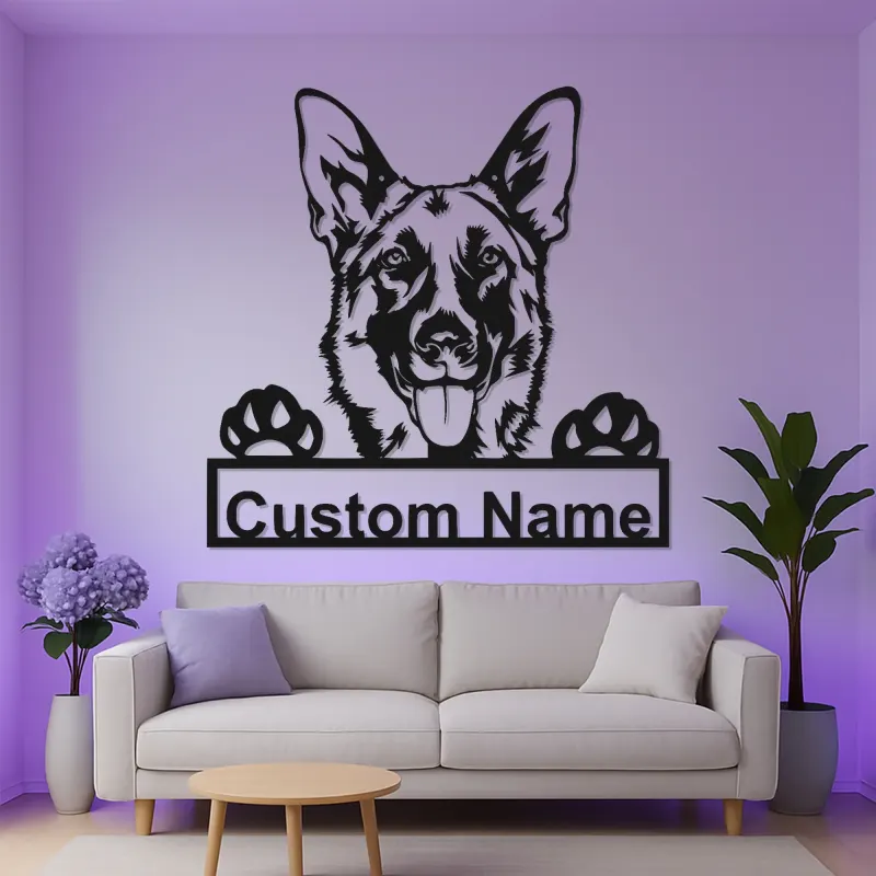 Custom German Shepherd LED Metal Sign | Personalized Dog Wall Art | Pet Memorial Gift & Modern Home Decor for Dog Lovers