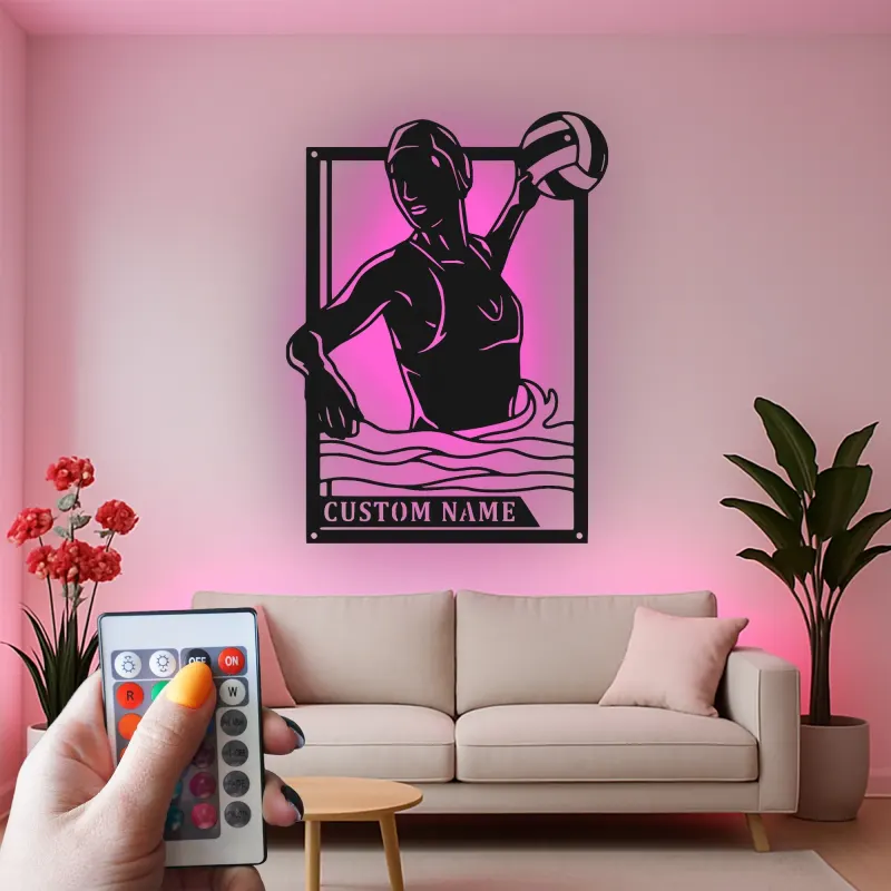 Personalisierte LED-Metall-Wandkunst Volleyballspieler Geschenk für Athleten, Spielzimmer Sportdekoration 1