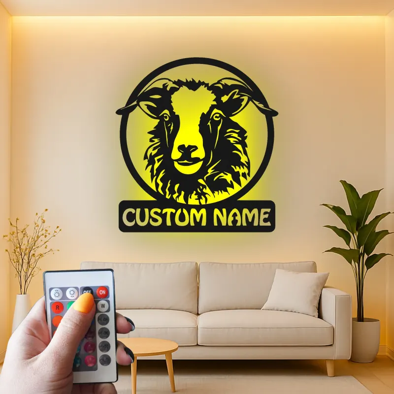Custom Sheep Metal Sign | LED Farmhouse Wall Art for Barn & Ranch | Personalized Country Home Decor
