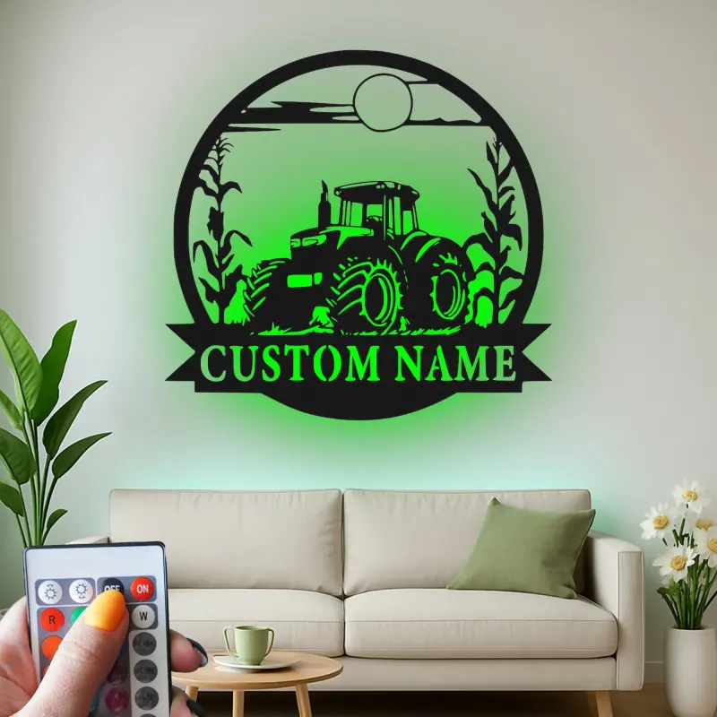 Cartel de metal LED de tractor personalizado Regalo para agricultores Decoración rústica para amantes de la agricultura