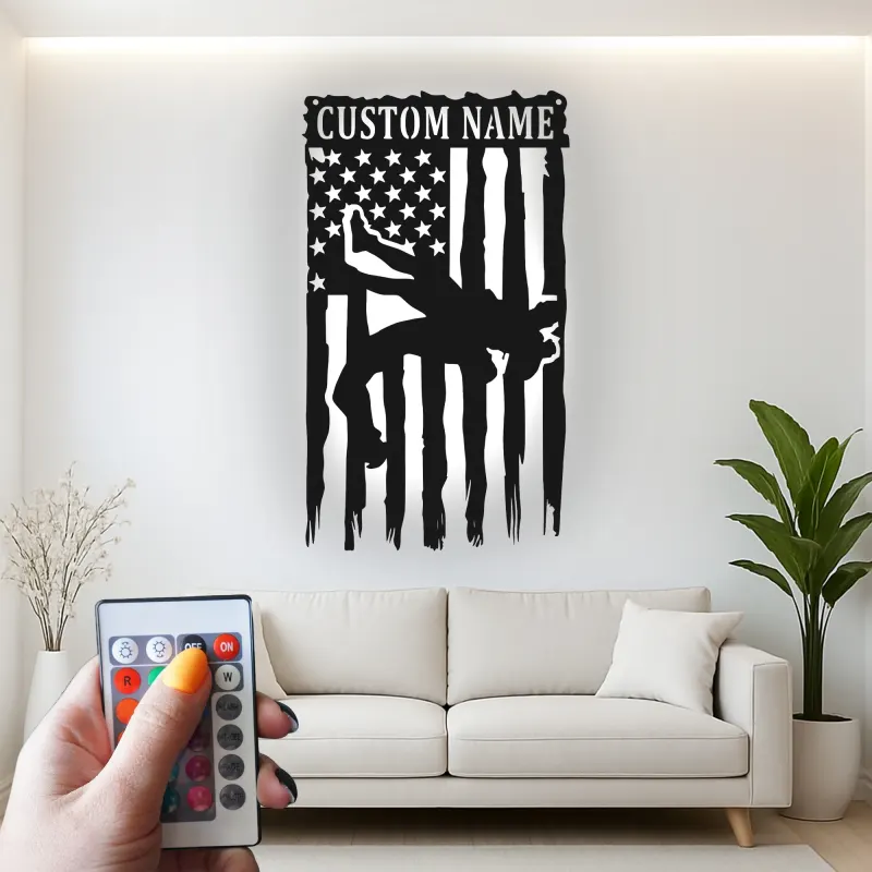 Insegna in metallo personalizzata con cowboy e luce LED regalo western per decorazione rustica
