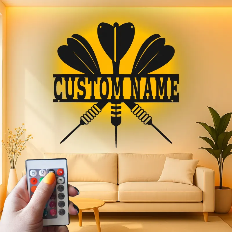 Insegna in metallo LED personalizzata per dartboard regalo per appassionati di freccette decorazione per sala giochi