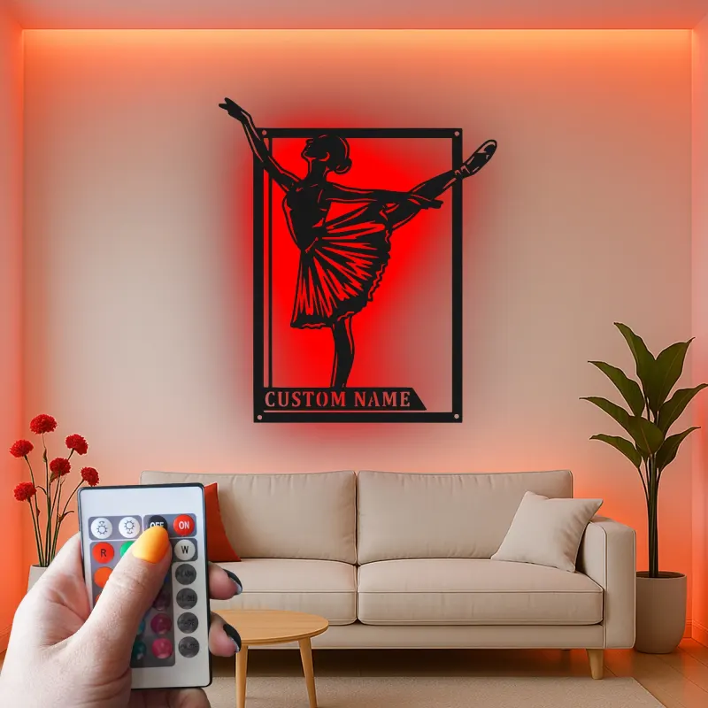 Insegna in metallo LED ballerina personalizzata, regalo di danza per amanti del balletto, decorazione per camera da letto o studio di danza