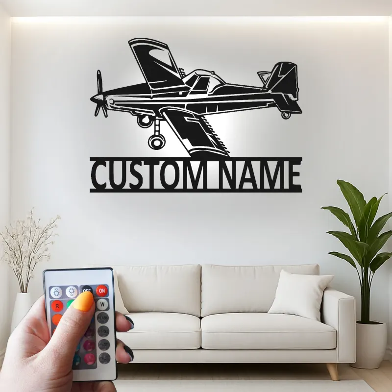 Insegna in metallo LED personalizzata per aereo - Regalo di aviazione per piloti - Decorazione per hangar o ufficio