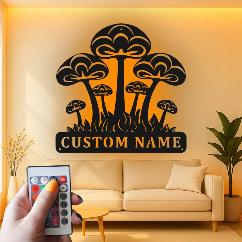 Psychedelic Mushroom LED Sign | Custom Metal Wall Art | Personalized Nature Decor for Bedroom | Fungi Lover Gift
