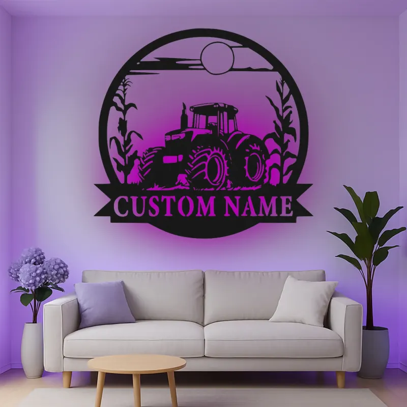 Cartel de metal LED de tractor personalizado Regalo para agricultores Decoración rústica para amantes de la agricultura