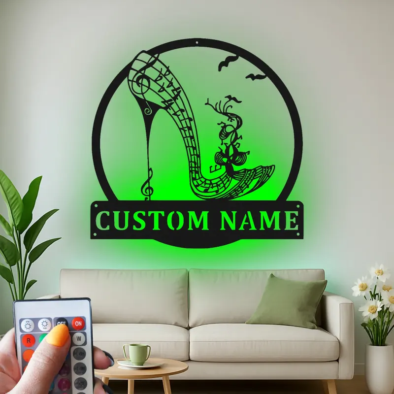 Custom High Heel LED Sign | Metal Music Note Wall Art | Personalized Decor for Salon or Boutique | Fashion Lover Gift
