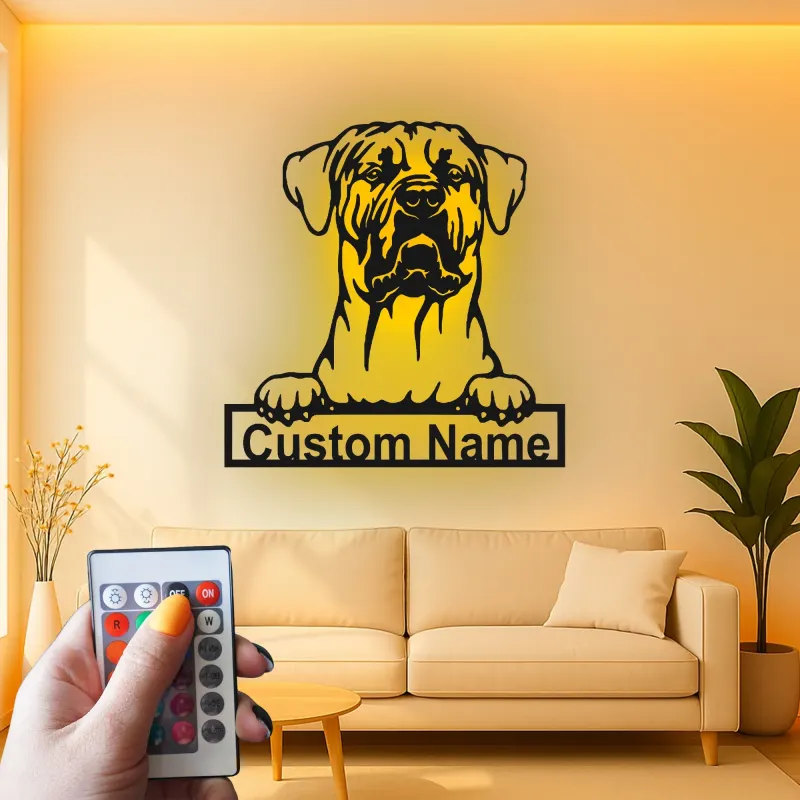 Custom Mastiff Led Light Metal Wall Art Personalized Dog Lover Gift Living Room Pet Decor 4