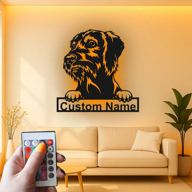 Cartel de metal LED personalizado para perros, regalo para dueños de mascotas, decoración para la sala de estar para amantes de los perros 2