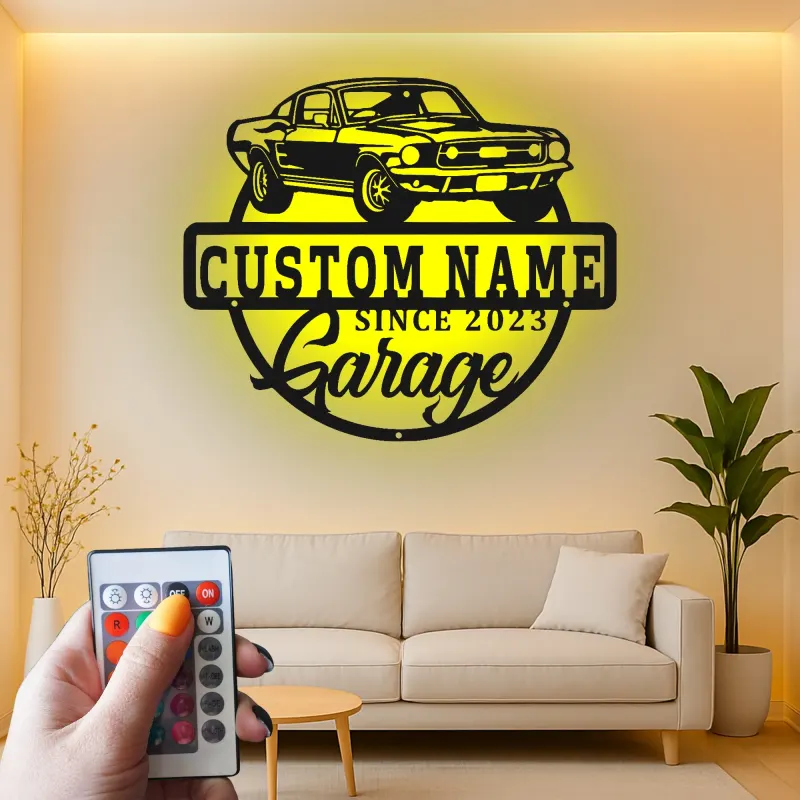 Insegna in metallo LED personalizzata per auto classiche regalo per appassionati di auto decorazione per garage 2