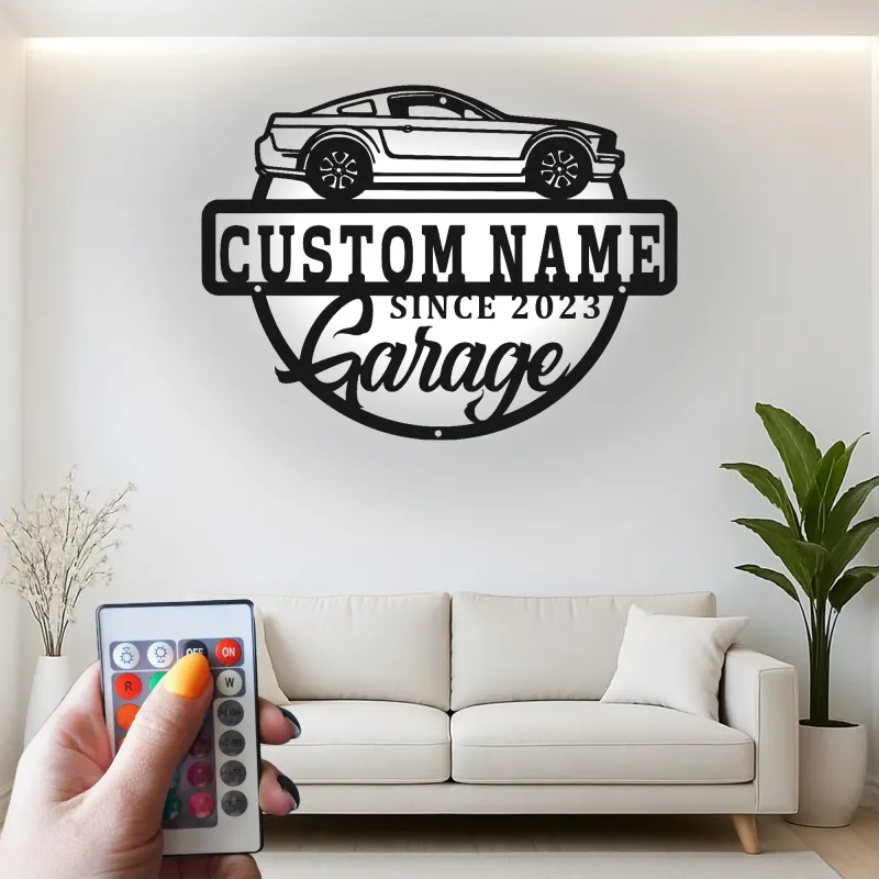 Custom LED Garage Sign | Metal Auto Shop Decor | Personalized Man Cave Wall Art | Lighted Car Enthusiast Gift