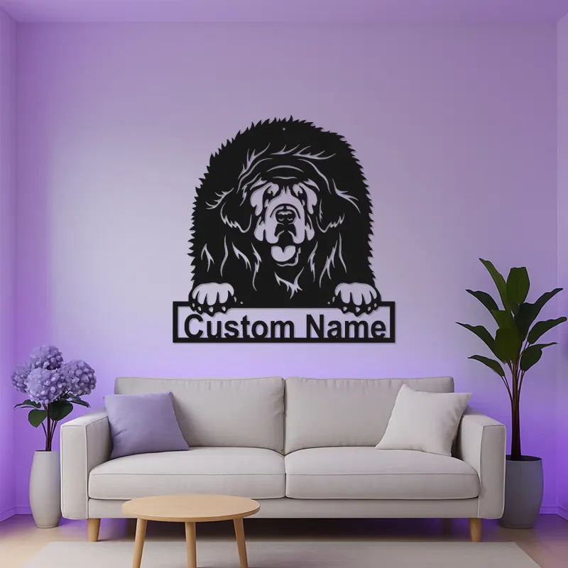 Tibet Mastiff Metall-Wandkunst | Personalisierte Hundeporträt LED-Leuchte | Geschenk für Tierliebhaber | Realistische Wohnkultur
