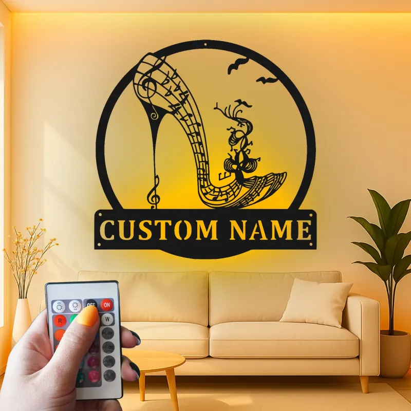 Custom High Heel LED Sign | Metal Music Note Wall Art | Personalized Decor for Salon or Boutique | Fashion Lover Gift