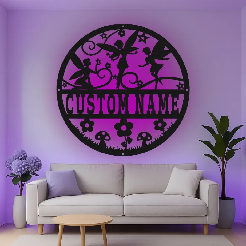 Cartel de metal LED personalizado de jardín de hadas regalo para niños decoración mágica de guardería