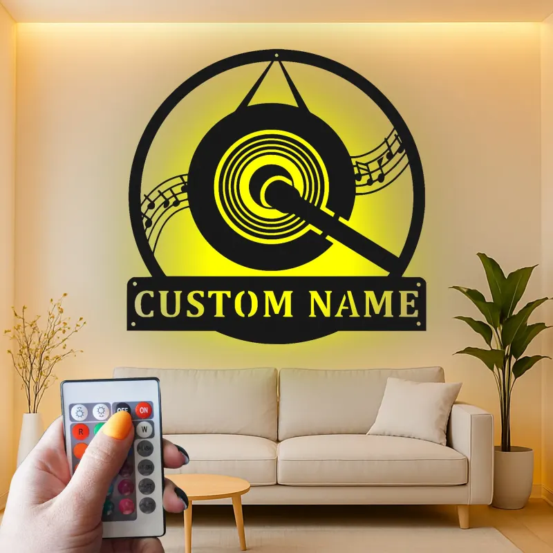 Insegna in metallo LED a forma di disco in vinile personalizzata, regalo per amanti della musica, decorazione per studio