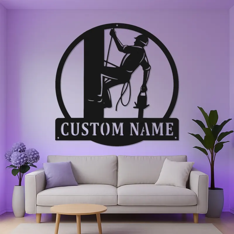 Insegna LED Personalizzata per Lineman | Insegna in Metallo Personalizzata | Regalo per Elettricista | Decorazione per Man Cave