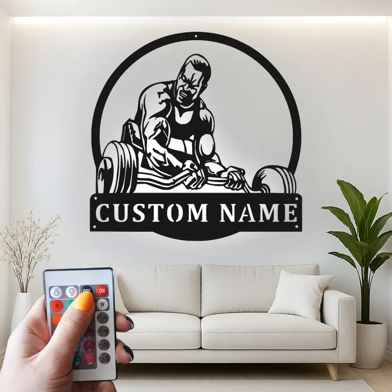 Insegna in metallo LED personalizzata per sollevatori di pesi, regalo per appassionati di palestra, decorazione per palestra domestica