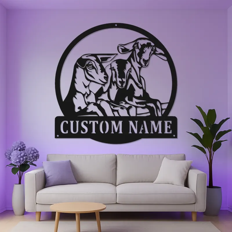 Custom Goat LED Metal Sign | Personalized Farmhouse Wall Art | Rustic Barn Decor for Goat Lovers | Hand-Crafted Metal Artwork