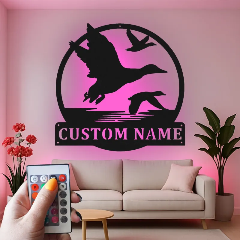 Décoration murale en métal LED silhouette de canard personnalisée pour les passionnés de faune