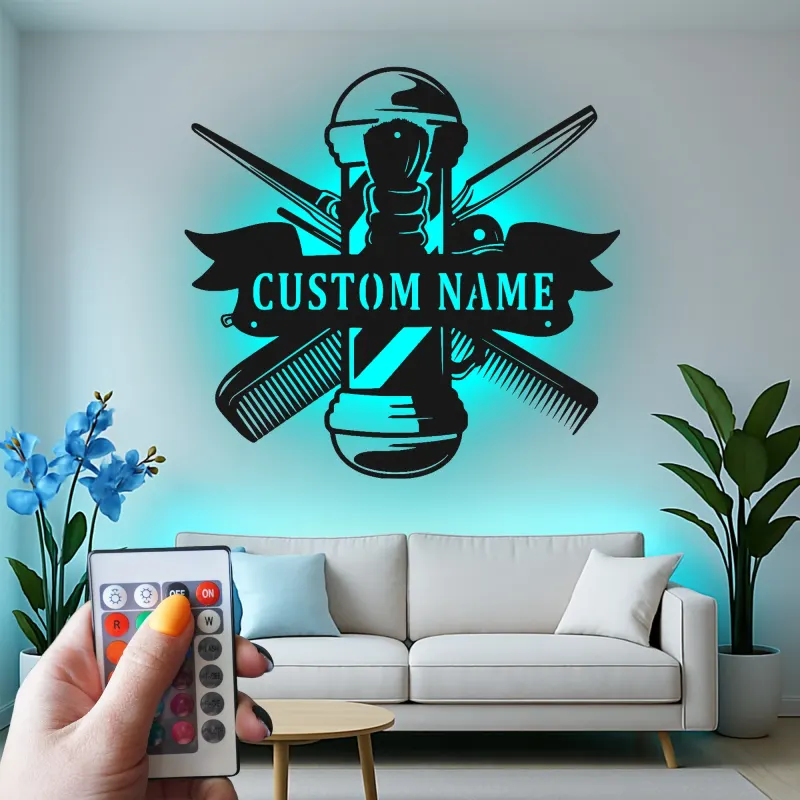 Personalisierte LED-Beleuchtung Metall-Wandkunst für Friseursalons 1