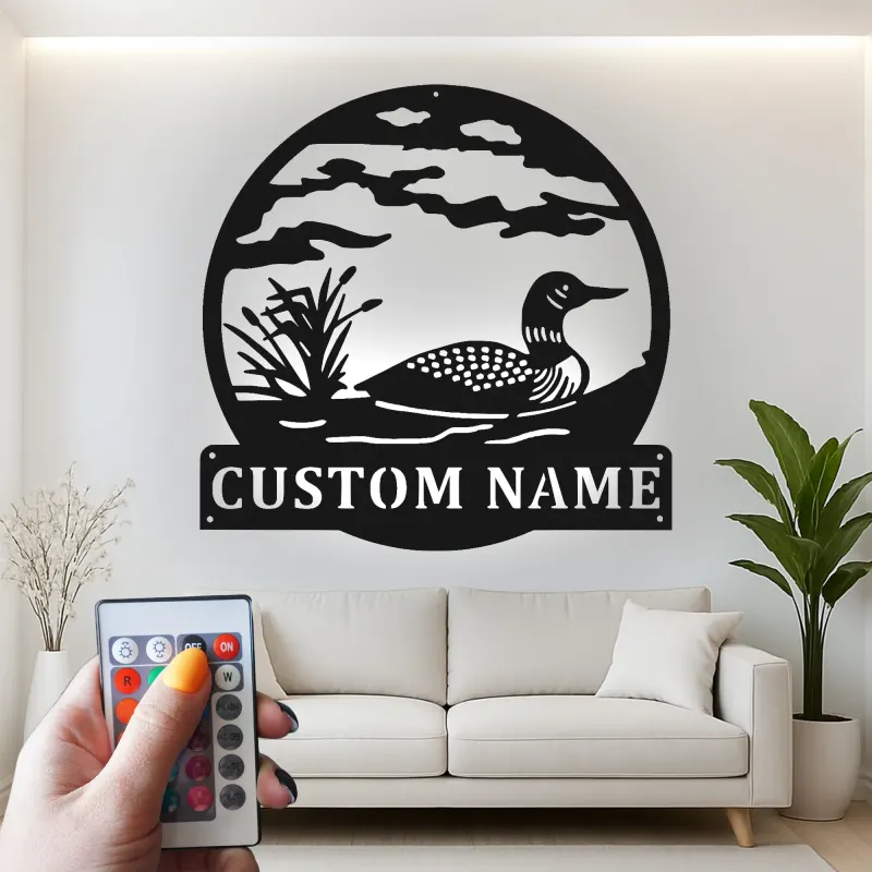 Cartel de metal personalizado Ganso | Señal iluminada LED de casa de lago | Decoración de cabaña personalizada | Regalo para amantes de la naturaleza