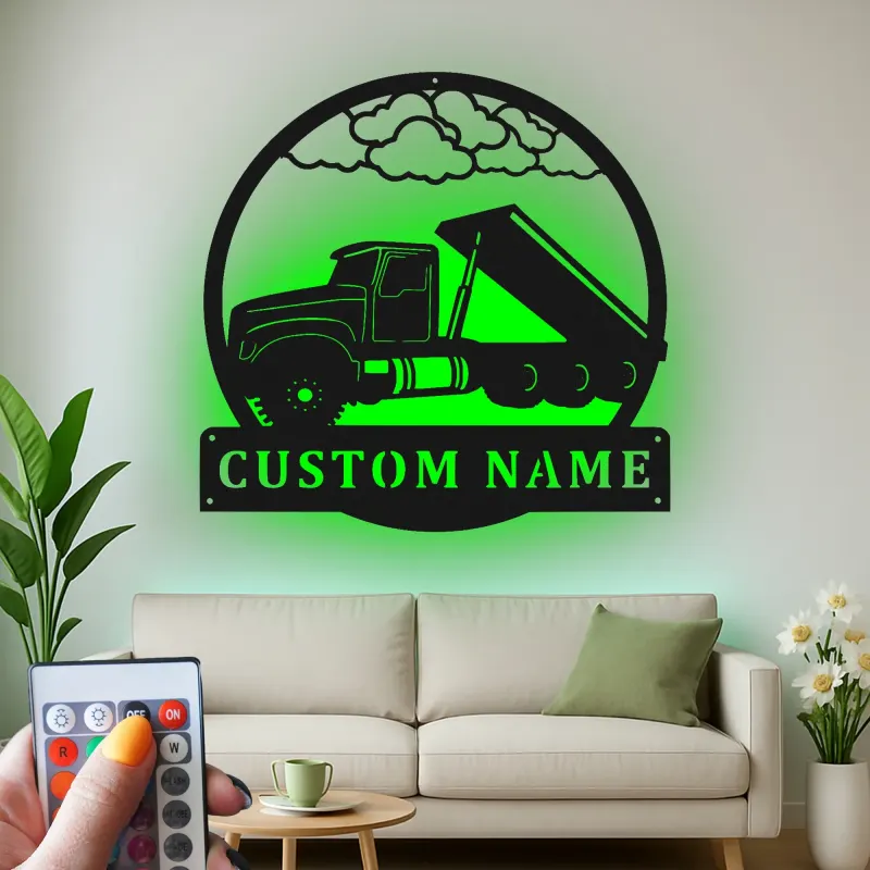 Cartel de metal LED de camión volquete personalizado, regalo para entusiastas de camiones, decoración para garaje u oficina
