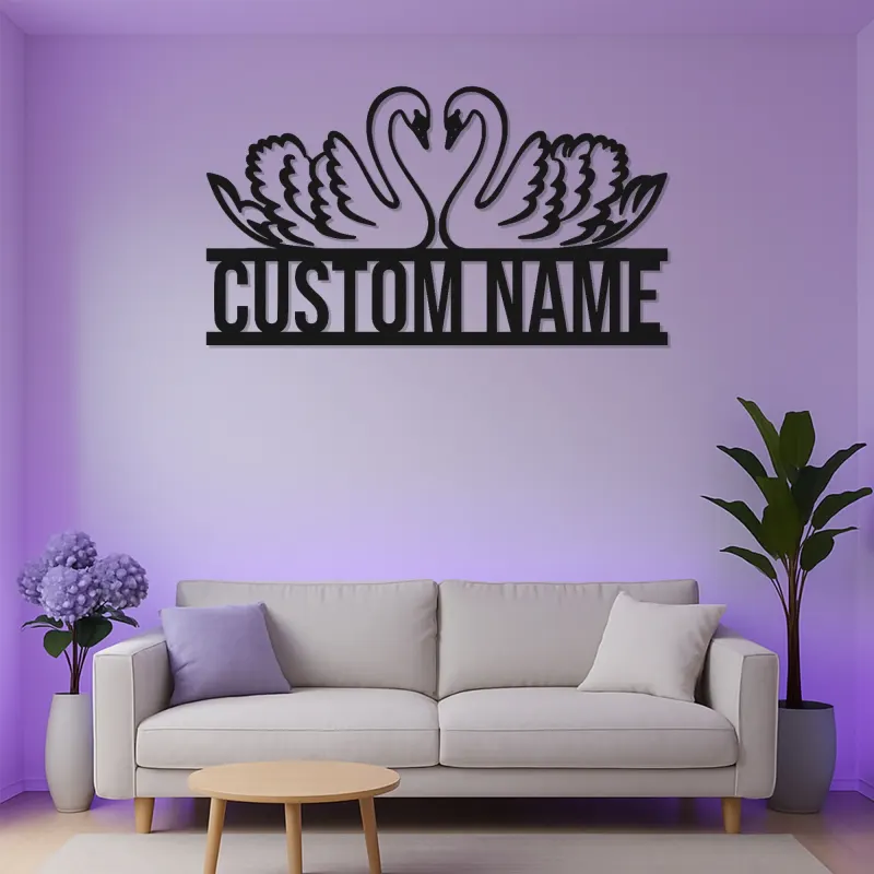 Personalisierte Schwan LED-Wanddekoration | Individuelles Metallschild | Romantisches Hochzeits- & Jubiläumsgeschenk