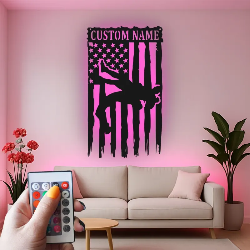 Insegna in metallo personalizzata con cowboy e luce LED regalo western per decorazione rustica