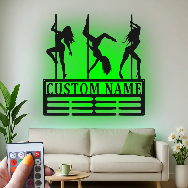 Cartel de Baile en Barra Personalizado | Silueta de Bailarina LED Arte de Pared | Regalo Personalizado para Estudio o Cueva de Hombre