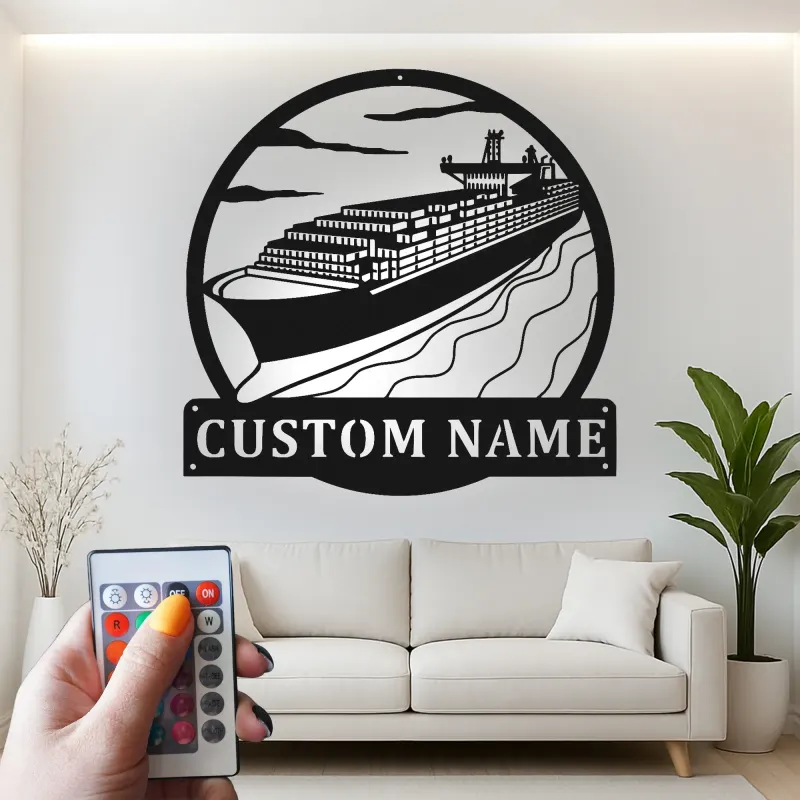 Décoration murale en métal personnalisée avec éclairage LED de cargo