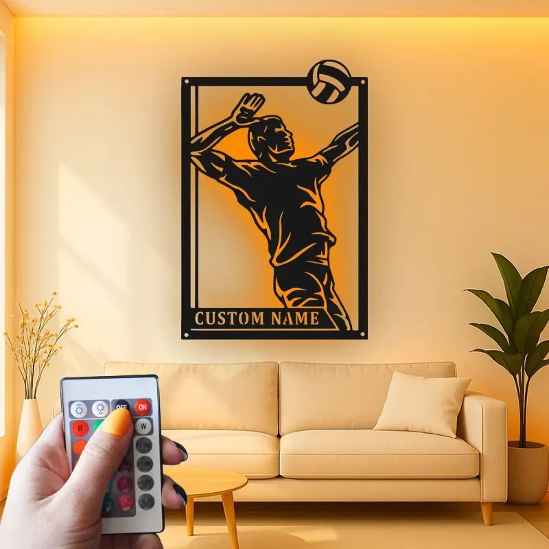 Insegna in metallo personalizzata con luce LED per giocatore di pallavolo - Regalo sportivo personalizzato per atleti, decorazione per sala giochi