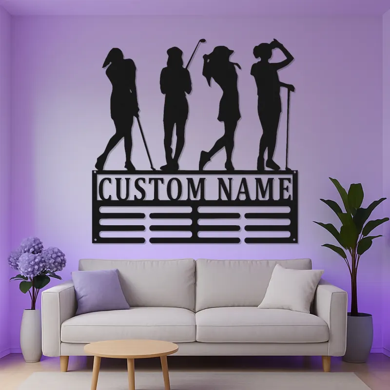 Custom Women's Golf Sign with LED | Personalized Metal Wall Art for Her | Golf Team Gift & Clubhouse Decor