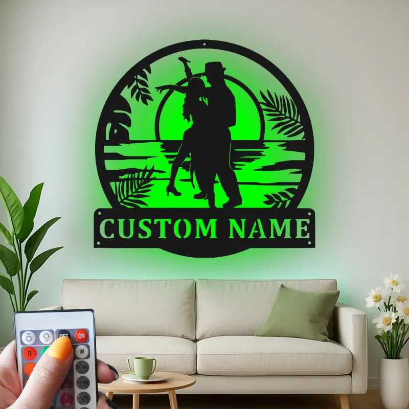 Personalisiertes LED-Licht Metallschild Romantischer Tanz - Geschenk für Paare im Schlafzimmer oder Wohnzimmer