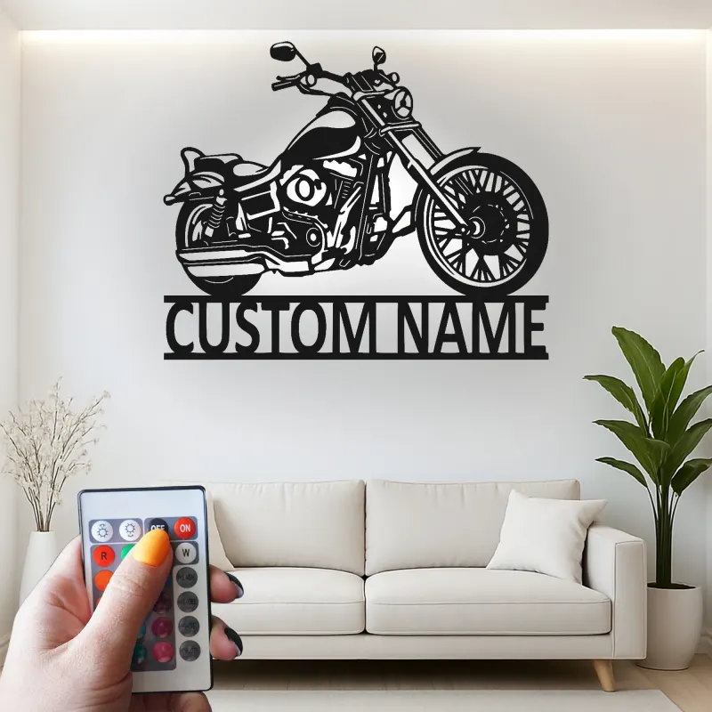 Insegna in metallo LED personalizzata per motociclette - Regalo per motociclisti, decorazione per garage o man cave 3