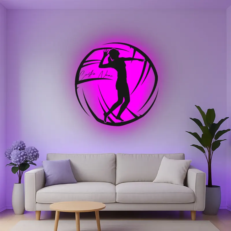 Insegna in metallo personalizzata con luce LED per giocatore di pallavolo - Regalo per atleti e appassionati di sport