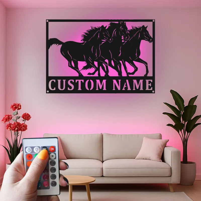 LED Horse Metal Sign | Custom Equestrian Wall Art for Ranch & Stable | Personalized Horse Lover Gift