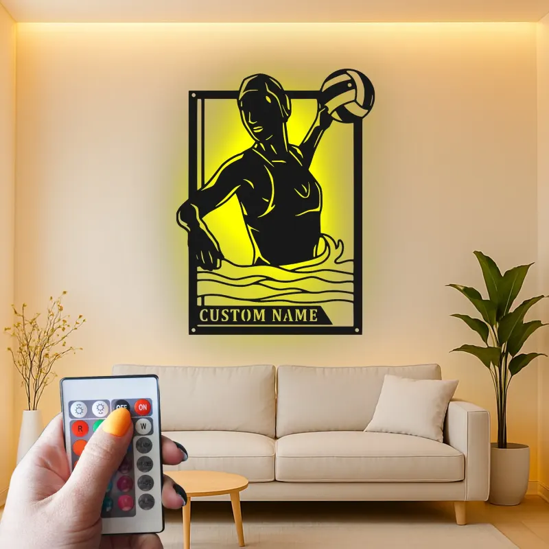 Personalisierte LED-Metall-Wandkunst Volleyballspieler Geschenk für Athleten, Spielzimmer Sportdekoration 1