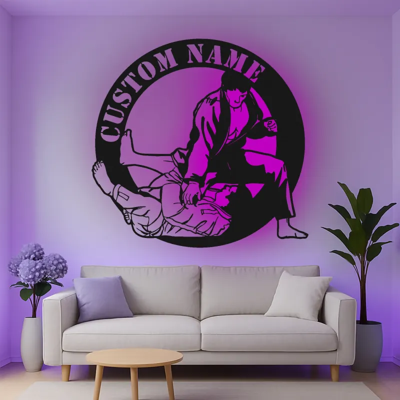 Personalisiertes LED-Metallschild für Judo Grappling – Martial Arts Geschenk für Enthusiasten, Dojo oder Gym