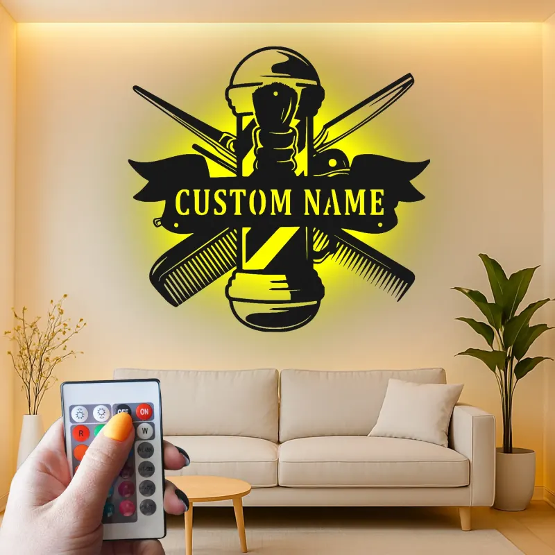 Personalisierte LED-Beleuchtung Metall-Wandkunst für Friseursalons 1