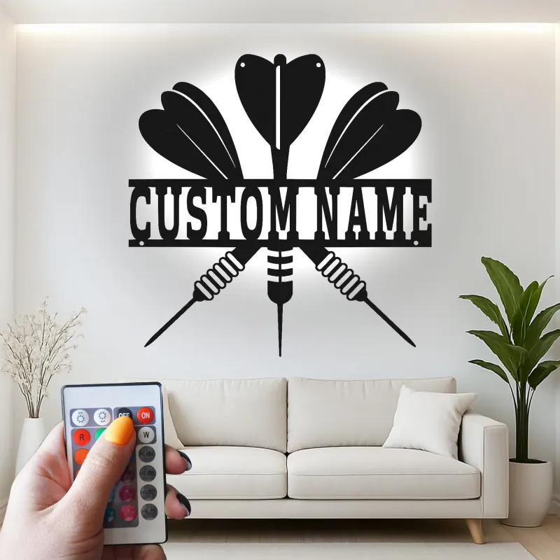 Insegna in metallo LED personalizzata per dartboard regalo per appassionati di freccette decorazione per sala giochi