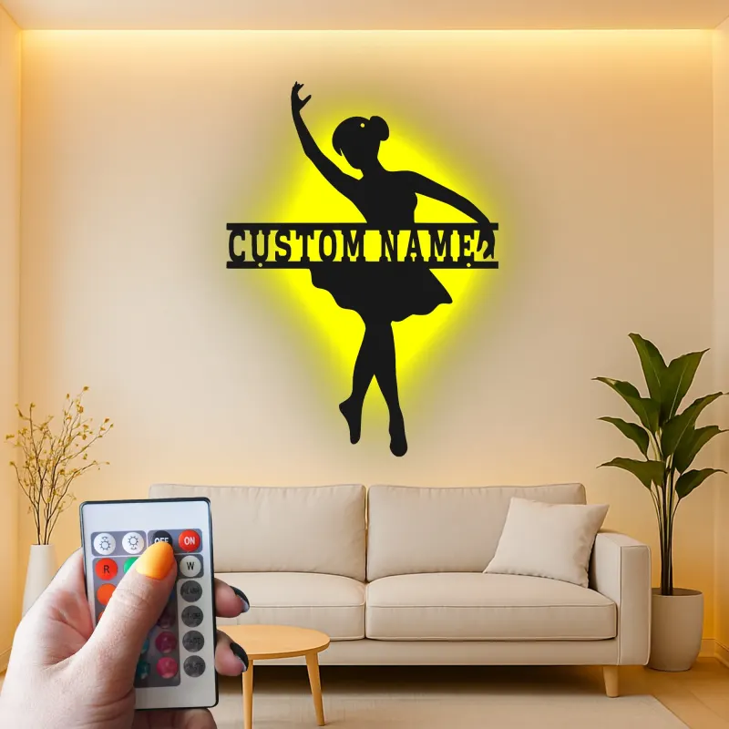 Cartel de metal LED de bailarina personalizado, regalo de danza para su decoración de dormitorio para amantes del ballet